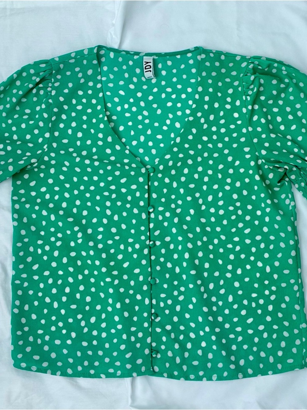 Only JDY Green Polka Dot Button-Front Blouse size S